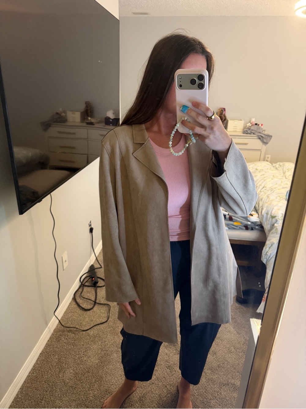 Women’s Taupe Faux Leather Jacket/Coat